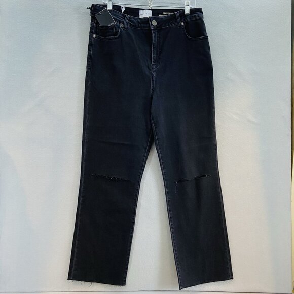 Lola Jeans Blackwash 33 Denver-WBLK High Rise Straight Leg NWT Plus‎ Size - Picture 1 of 10